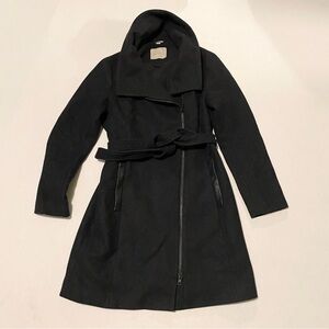 Soia & Kyo Black Wool Blend Asymmetric Zip Jacket Medium